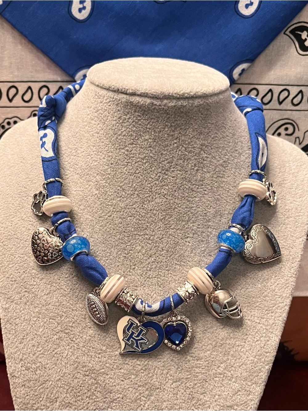 University of Kentucky Wildcat’s Bandana Charm Necklace, KENTUCKY, 28”
